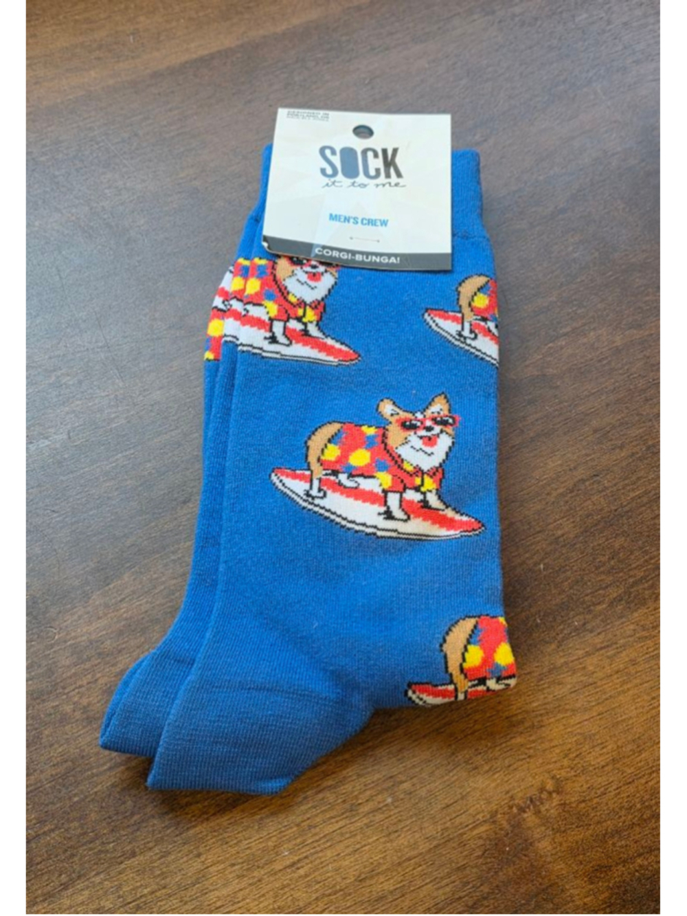 Men's Sock It To Me Corgi-Bunga Casual Socks M Blue Red